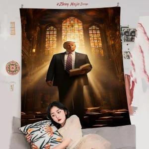 Trump Cartoon Hippie Flower Tapestry Decor